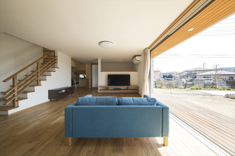 大開口のある二世帯住宅